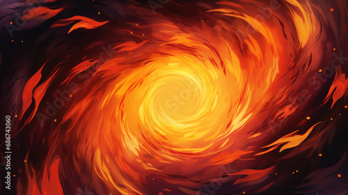 Vibrant Abstract Fire Swirls: Dynamic Comic-Inspired Design with Burning Flames - Artistic Illustration of Energy and Motion for Mesmerizing Backgrounds and Creative Concepts.