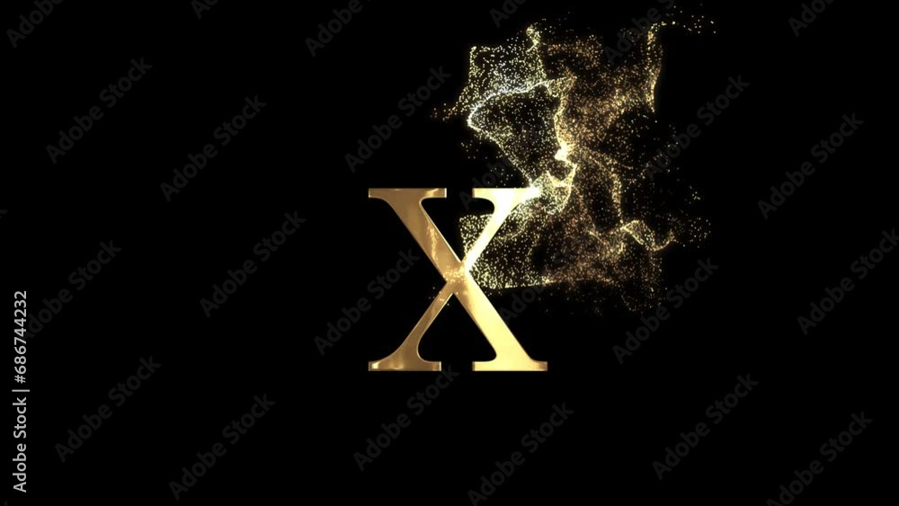 Golden letter X with particles, alphabet, abc, alpha channel Golden letter X with particles, alphabet, abc, alpha channel