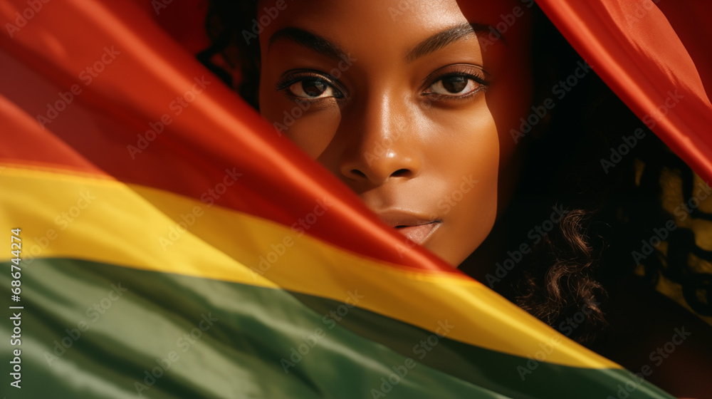 Black History Month. African American History in United States. Red