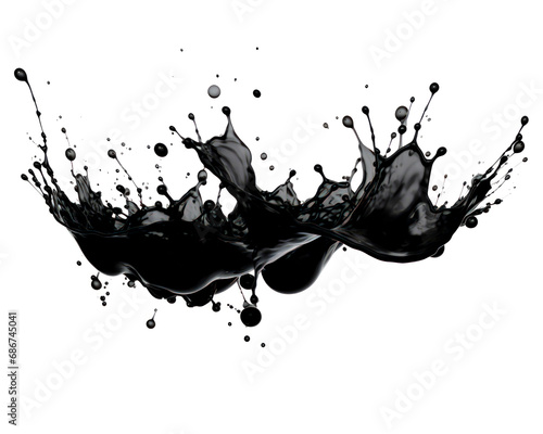 black splash separated on white background - ai-generated