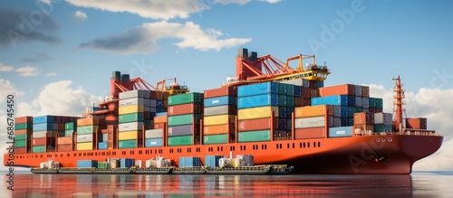 Container cargo ships, trade logistics and international transportation with container cargo ships