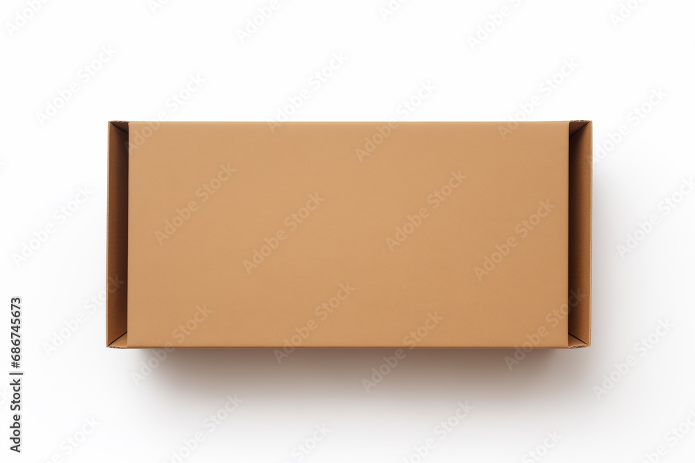 Top view of carton box isolated on white background. Brown cardboard delivery box with copy space. Top view of carton box isolated on white background. Brown cardboard delivery box with copy space.