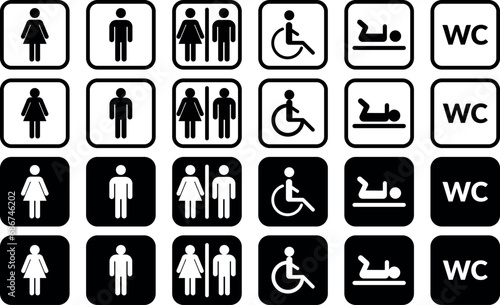 Symbole wc. Ikony oznaczające toalety.  photo
