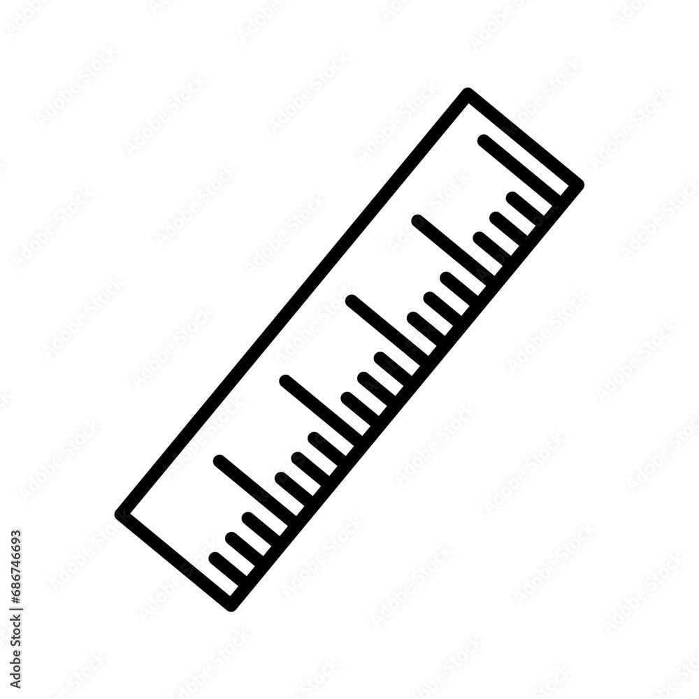 Ruler Vector Outline Icon Isolated on White Background Ruler Vector Outline Icon Isolated on White Background