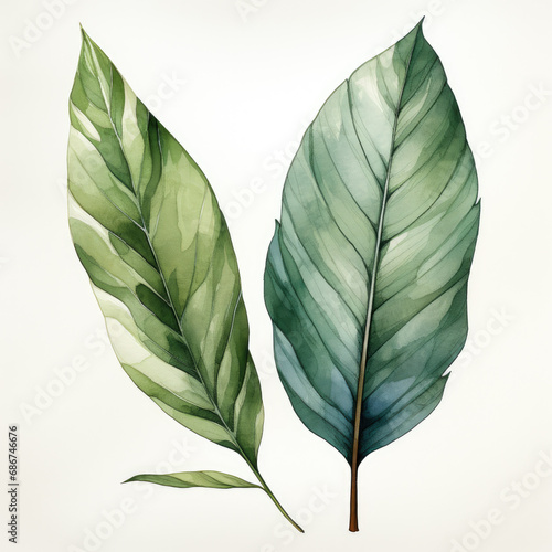 watercolor Bay Leave Seed clipart, Generative Ai