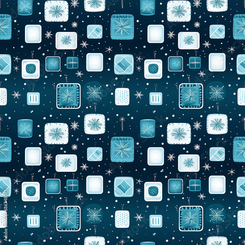 lue patterned squares christmas seamless pattern background