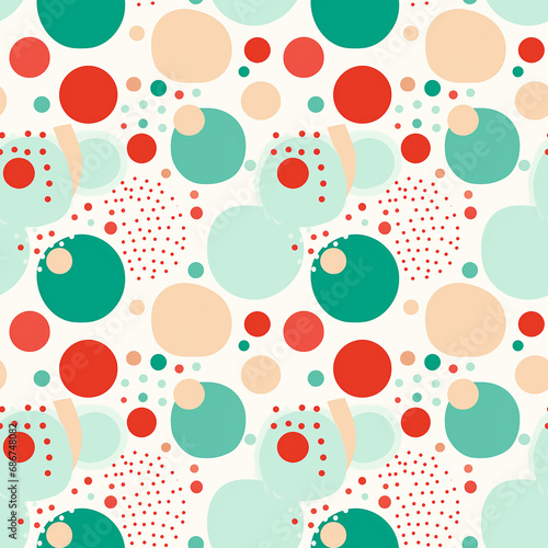 a colorful geometric pattern with red and white circles, seamless pattern bac...
