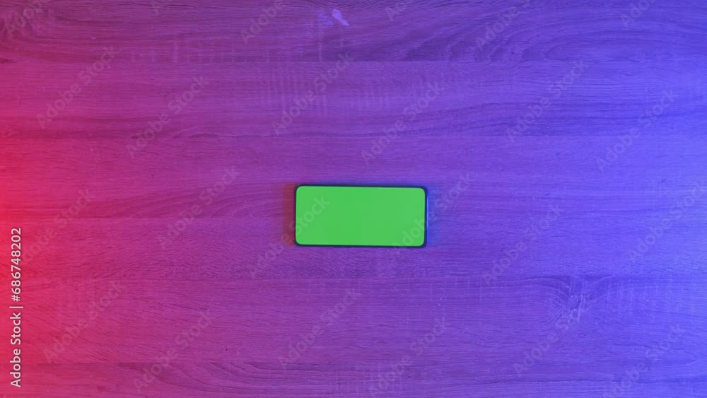 Top Down View Of A Smartphone With Mock Up Green Screen Chromakey ...