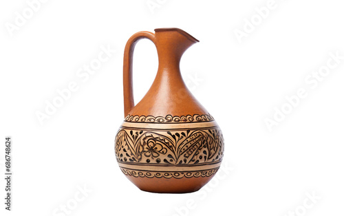 Olive Oil Decanter in Traditional Clay Pottery Isolated on Transparent Background PNG.