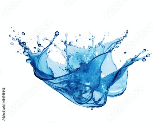 clear blue watersplash, separated on white background, overlay - ai-generated