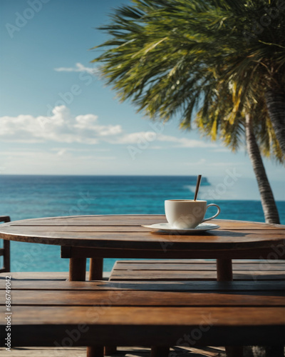 Cup of coffee on the beach