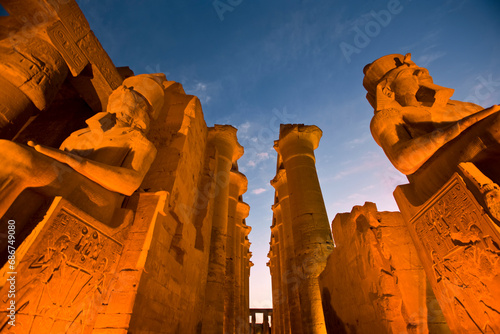 Ramses II Colossus at the entrance and central corridor of Luxor temple; Luxor, Egypt photo