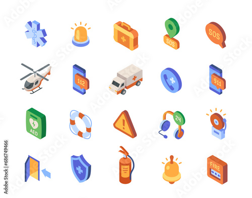 Vector Set of emergency colorful icons