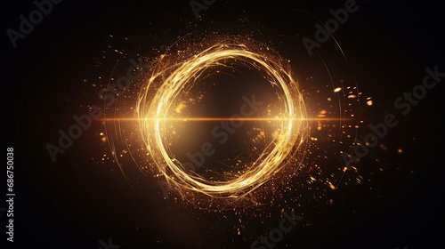 Mesmerizing Abstract Circle of Light: Dynamic Motion Effect with Sparkling Illumination - Beautiful Energy Trails Creating a Vibrant and Dazzling Visual Fantasy.