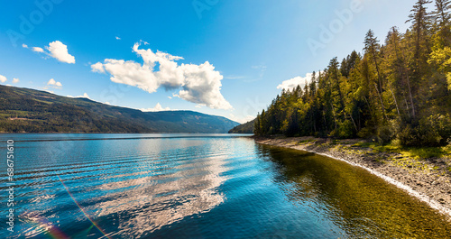 Beautiful Shuswap Lake during the autumn season; British Columbia, Canada photo