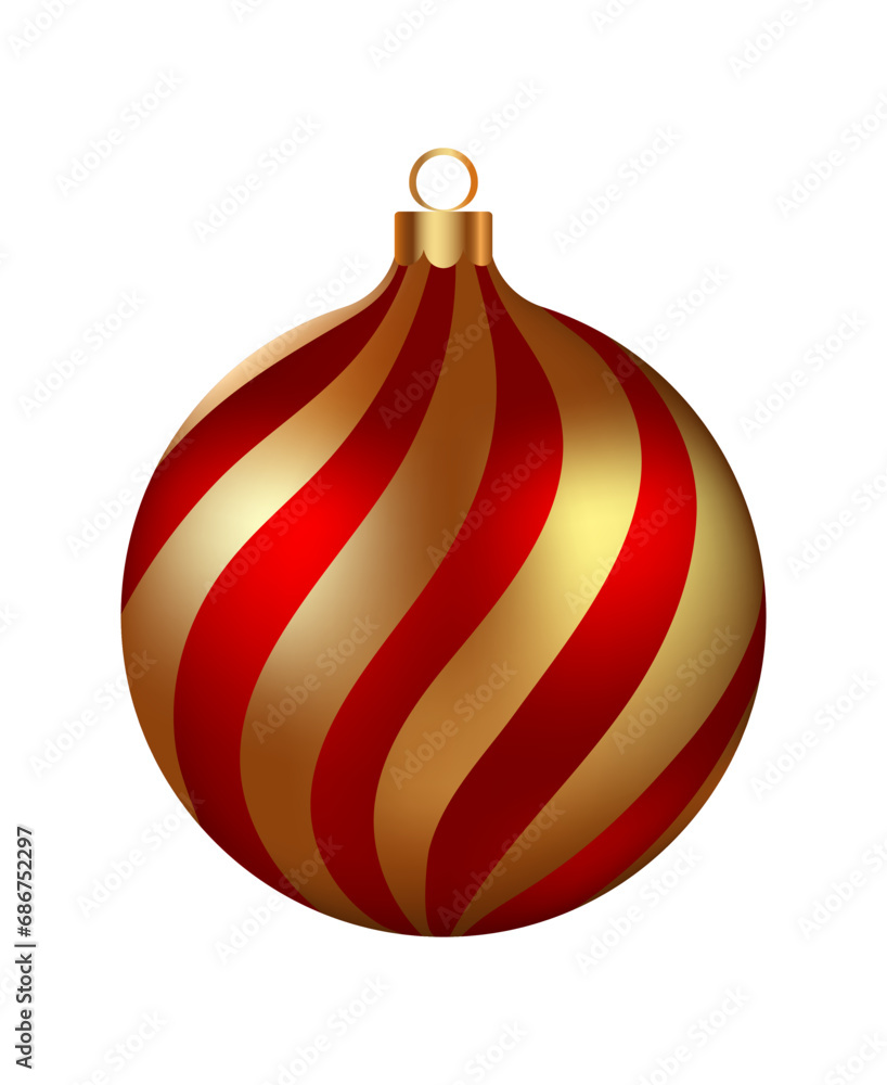 Christmas Decoration Red With Gold Glass Ball