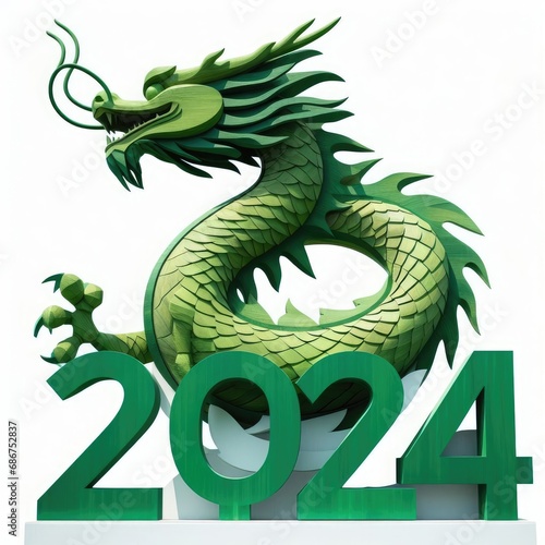 dragon new year 2024 with santa hat and boots christmas background