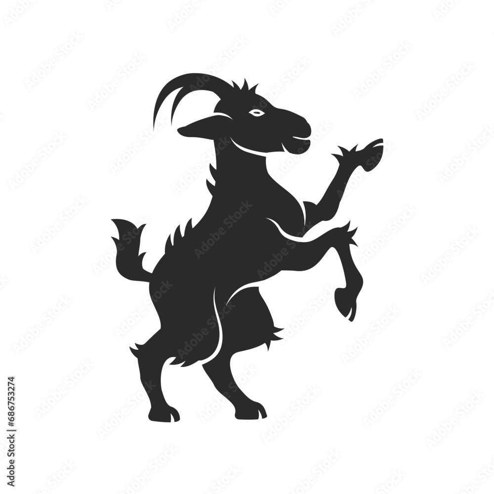 Goat logo. Goat silhouette for Coat of Arms. Heraldic symbol. Goat crest logo. Vector illustration Goat logo. Goat silhouette for Coat of Arms. Heraldic symbol. Goat crest logo. Vector illustration