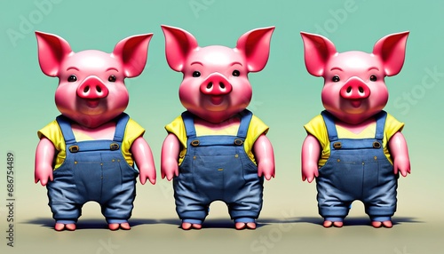 The characters from the tale of the three little pigs. Generative AI