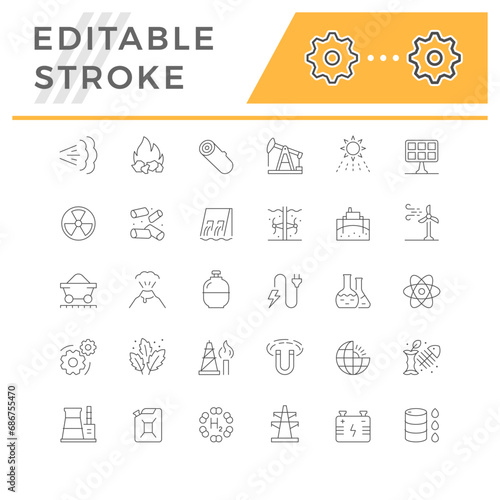 Set line icons of energy