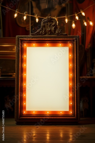 a frame with lights on it