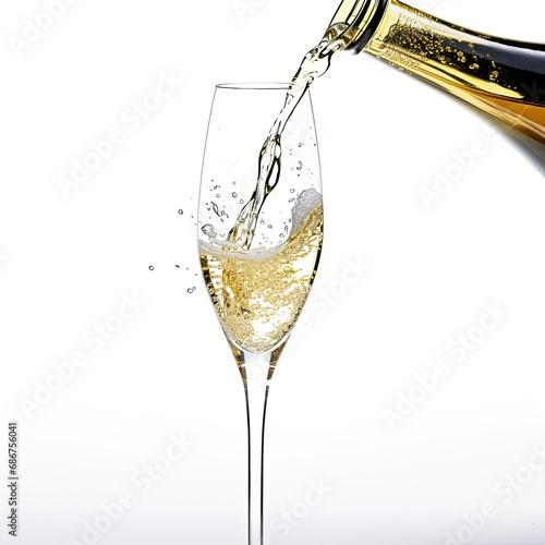 White wine being poured in the wineglass