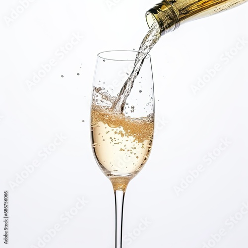 White wine being poured in the wineglass