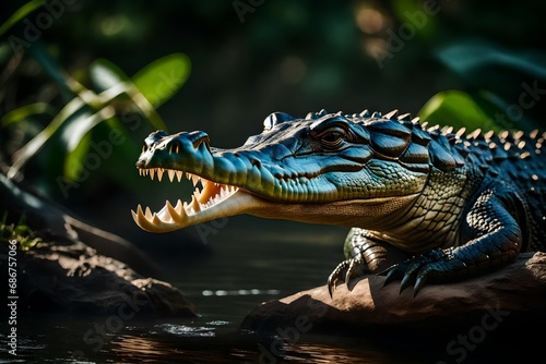 crocodile in watar HD 8k wallpaper stock photographic image-