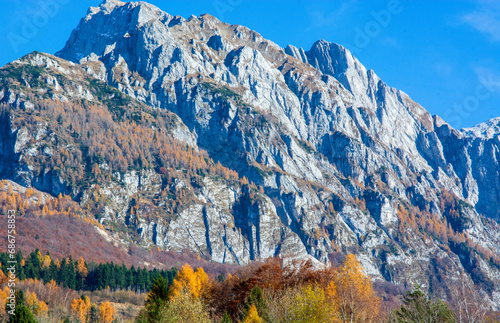 the splendid colors of autumn on the alpago mountains in Belluno in Italy