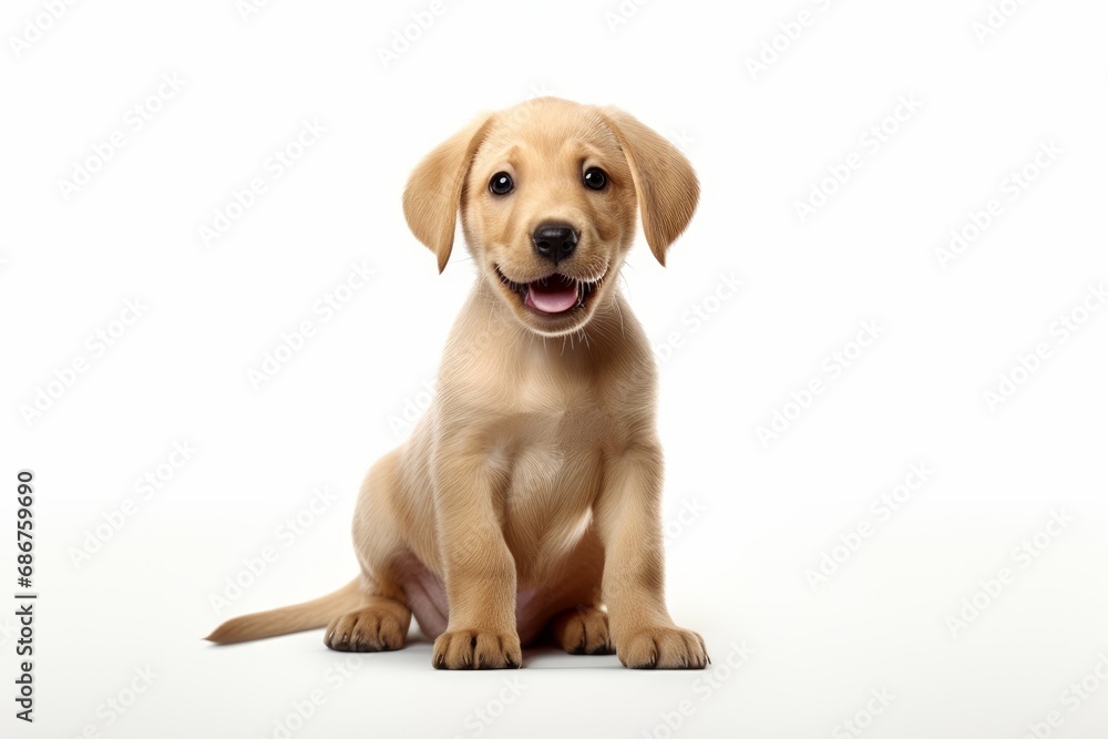 Portrait of a Labrador puppy on a white isolated background. Portrait of a Labrador puppy on a white isolated background.