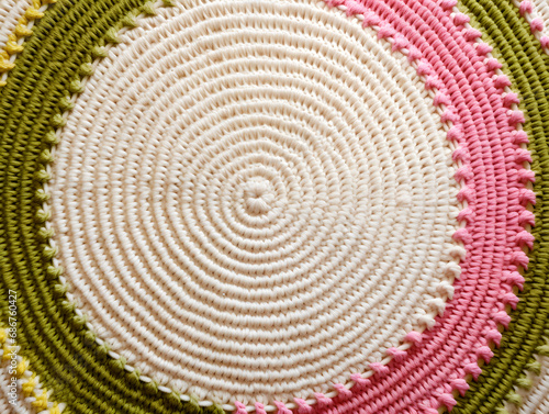 Knitted wool texture round shape background for Christmas. Close up of knitting wool texture.