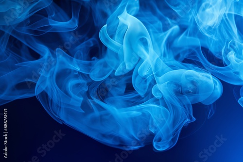 blue smoke. Vibrant, swirling colors fill the abstract background.