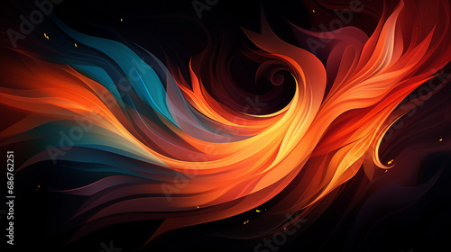 Vibrant Abstract Fire Flames on a Black Background - Creative Artistic Design with Dynamic Energy and Expressive Passion for Captivating Visuals.