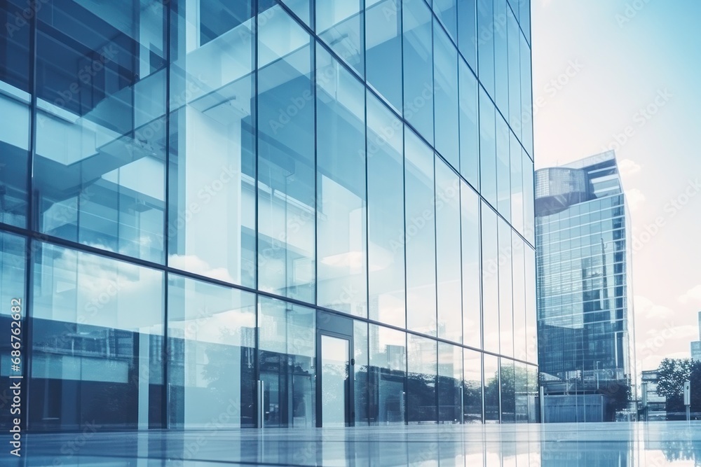 Ultra-Modern Skyscrapers with Cloud Reflections