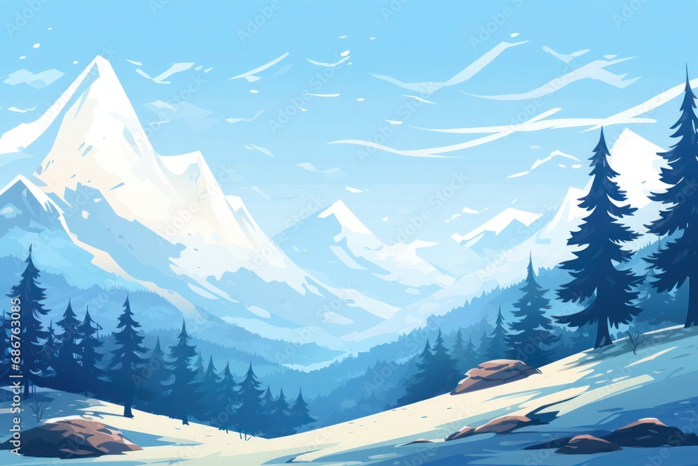 nature mountain landscape winter background