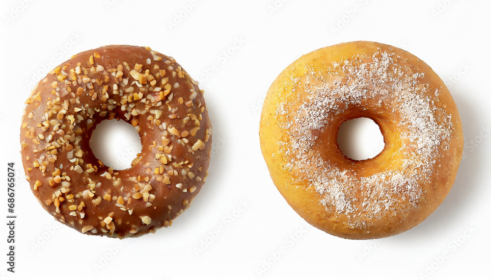donuts on a white background from above donuts on a white background from above