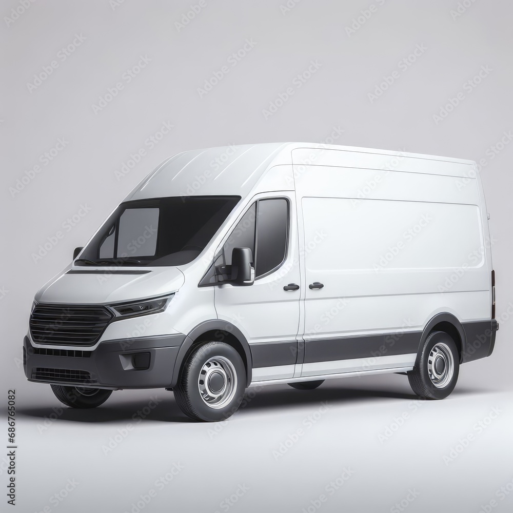 white delivery van isolated grey