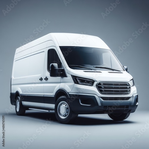 white delivery van isolated grey © Садыг Сеид-заде