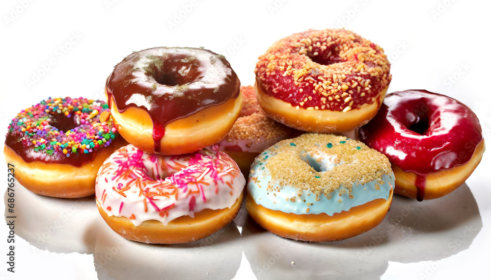 variety of donuts on a white background variety of donuts on a white background