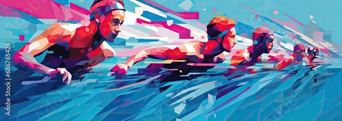 the cover artwork for swimming Generative AI photo
