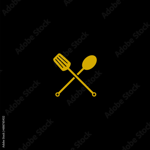 Kitchen gold icon isolated on black background 