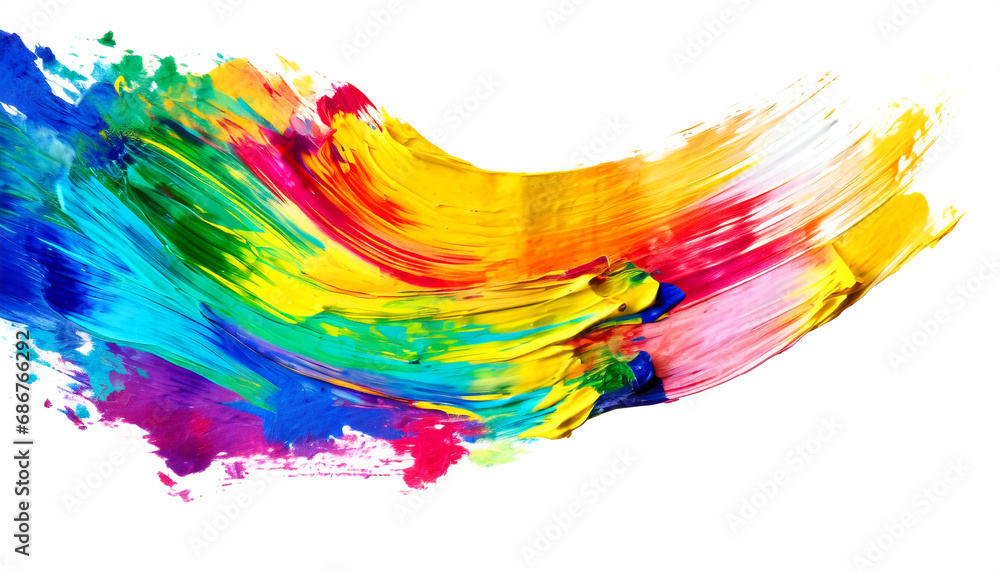 colorful paint brush strokes isolated on white background