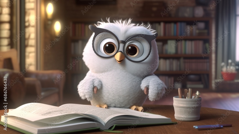 Oliver The white owl Encouraging a love for learning.Generative AI