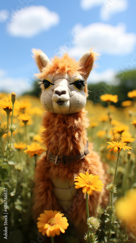 happy llama in sunny felted heaven felted created with Generative Ai