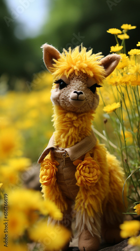 happy llama in sunny felted heaven felted created with Generative Ai