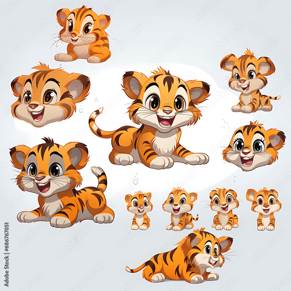 Obraz premium Dibujo infantil de un bebé tigre