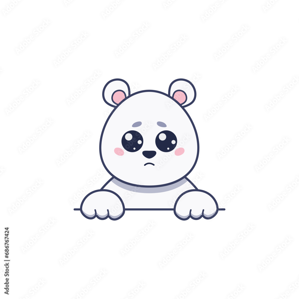 Cute polar bear with pleading look in cartoon style. Vector flat illustration Cute polar bear with pleading look in cartoon style. Vector flat illustration