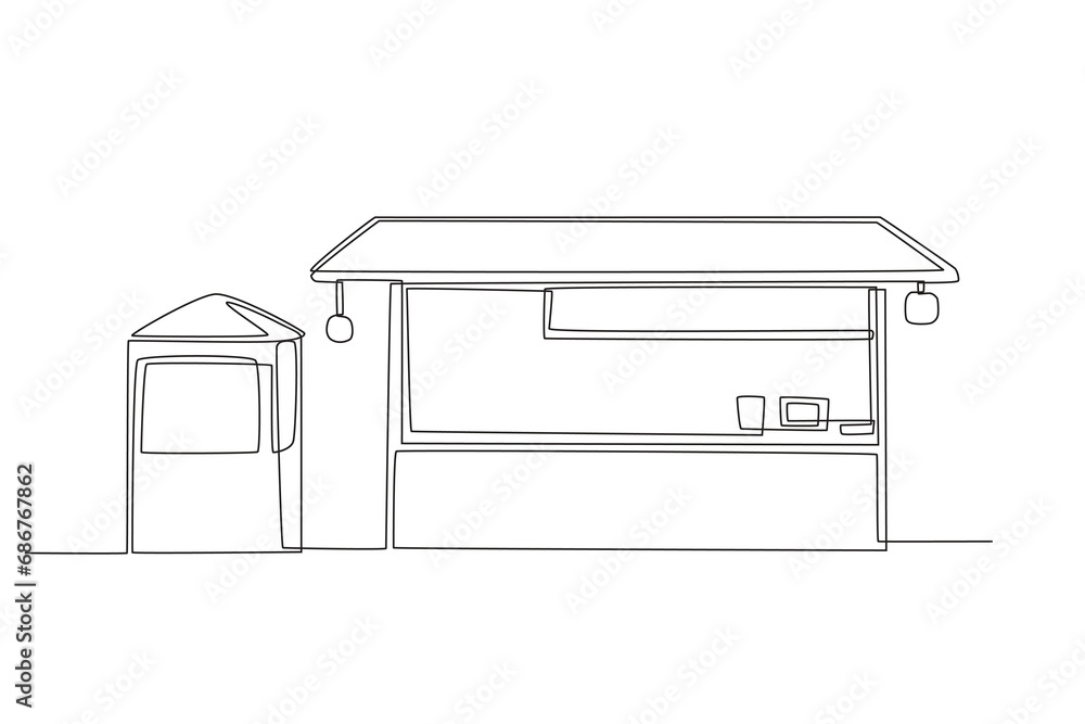 Street food night market. Night market one-line drawing Street food night market. Night market one-line drawing