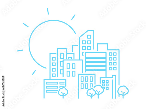 シンプルなビルの並ぶフレーム