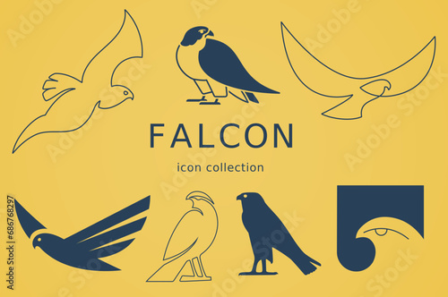 falcon vector icon collection